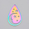 Ion Plating(IP) 201 Stainless Steel Pendants, Laser Cut, Teardrop with Star, Rainbow Color, 37.5x23.5x1mm, Hole: 1.5mm