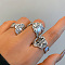 Adjustable Ethnic Style Alloy Cuff Rings, Punk Style Ring Set, Antique Silver, Inner Diameter: 18mm