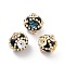 Handmade Indonesia Beads, with Alloy, Resin and ABS Plastic, Bicone with Flower, Golden, Mixed Color, 18.5x17.5mm, Hole: 1.7mm