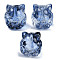 Transparent Spray Paint Glass Beads, Fox, Royal Blue, 15x14x13.5mm, Hole: 1.2mm