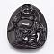 Natural Ice Rainbow Obsidian Carven Pendants, Buddha, Black, 54x43x17~19mm, Hole: 1.5mm