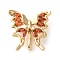 3 Hole Brass Micro Pave Cubic Zirconia Multi-Strand Links, Cadmium Free & Nickel Free & Lead Free, Butterfly, Real 18K Gold Plated, Chocolate, 16x16x6mm, Hole: 1.6mm