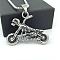 Vintage Stainless Steel Gothic Skull Motorcycle Pendant Necklaces for Men Punk Style Jewelry, Stainless Steel Color