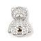 Brass Micro Pave Cubic Zirconia Slide Charms, Long-Lasting Plated, Bear, Platinum, 12.5x9.5x5.5mm, Hole: 2x10mm