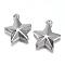Tarnish Resistant 201 Stainless Steel Charms, Star, Stainless Steel Color, 15x13x3.5mm, Hole: 1.5mm