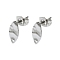 Non-Tarnish 304 Stainless Steel Stud Earring Findings, Horse Eye, 12x5mm, Hole: 1.4mm, Pin: 10.5x0.5mm