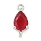 Brass Pave Cubic Zirconia Connector Charms, Teardrop Links, Real 18K Gold Plated, Long-Lasting Plated, Cadmium Free & Lead Free, Rack Plating, Red, 14x6.5x4.5mm, Hole: 1.2mm