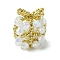 Christmas Seed Beads Beaded Charms, Gift Box Pendants, White, 22x16x16mm