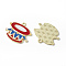 Circus Theme Alloy Enamel Pendants, Golden, Circus Drum, 22.5x25x1.5mm, Hole: 1.8mm