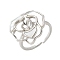 Flower Brass Shell Cuff Ring Settings, for Half Drilled Beads, Rack Plating, Long-Lasting Plated, Lead Free & Cadmium Free, Platinum, Inner Diameter: 16mm, Pin: 5x0.8mm