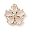 Brass Micro Pave Cubic Zirconia Charms, Cadmium Free & Nickel Free & Lead Free, Real 18K Gold Plated, Flower, Misty Rose, 13x11.5x3mm, Hole: 1mm