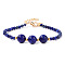 Round Natural Lapis Lazuli Beaded Bracelets, with Lobster Claw Clasp