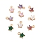 Brass Charms, Star Charms, Real 18K Gold Plated, with Glass, Mixed Color, 9x6x3.5mm, Hole: 1.4mm