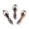 Natural Amethyst & Black Onyx Nuggets Big Pendants, Large Hole Pendants, with Red Copper Tone Brass Findings, Cadmium Free & Lead Free, Cattle Head with Bullet, Mixed Dyed and Undyed, 89~94x28.5~29x18~20mm, Hole: 7mm