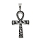 304 Stainless Steel Enamel Pendants, Ankh Cross Charm, Stainless Steel Color, 45.5x26.5x2mm, Hole: 8x5.5mm