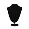 MDF Covered with Velveteen Bust Shaped Necklace Display Stands, Black, 15x21x30cm