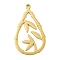 304 Stainless Steel Pendants, Laser Cut, Teardrop with Bamboo Leaves Charm, Golden, 30x17.5x1mm, Hole: 1.5mm
