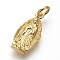 Brass Pendants, Lead Free & Cadmium Free, Virgin Mary, Golden, 15x8x2.5mm, Hole: 3mm
