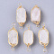 Natural Quartz Crystal Links Connectors, Rock Crystal, Brass Wire Wrapped Links, Faceted, Column, Golden, 22.5~32x9~12x8~9mm, Hole: 1.2mm
