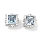 Brass Micro with Single Light Sky Blue Zirconia Beads, Cadmium Free & Nickel Free & Lead Free, Square, Platinum, 8x8x5mm, Hole: 1.8mm