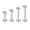 316 Surgical Stainless Steel Clear Cubic Zirconia Threadless Labret Stud, Tragus Stud, Flat Back Earring, Stainless Steel Color, 8mm, Pin: 1.2mm, Head: 4mm