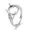 Adjustable 925 Sterling Silver Ring Components, with Cubic Zirconia, For Half Drilled Beads, Real Platinum Plated, 2.5~7mm, US Size 7 1/2(17.7mm)