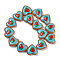 Handmade Heart Lampwork Beads Strands, Strawberry, Light Sea Green, 24x24x11mm, Hole: 1.4mm, about 15pcs/strand, 14.17''(36cm)