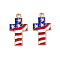 American Flag Style Alloy Enamel Pendants, Light Gold, Cross with Star Charm, Colorful, 23x12.5x1.5mm, Hole: 2mm
