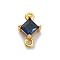 Brass Cubic Zirconia Rhombus Connector Charms, Rack Plating, Real 18K Gold Plated, Long-Lasting Plated, Lead Free & Cadmium Free, Blue, 10.5x7x4mm, Hole: 1.2mm
