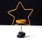Metal Candle Holders, with Natural Obisidian Basements, Star, 170x70mm