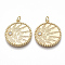 Brass Micro Pave Clear Cubic Zirconia Pendants, Flat Round, Nickel Free, Real 18K Gold Plated, 25x23x2.5mm, Jump Ring: 5x0.8mm, Inner Diameter: 3mm