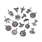 Tribe Style 304 Stainless Steel Pendants, Mixed Shapes Charms, Antique Silver, 23.5~57x24~39x3~9.5mm, Hole: 3.5~7mm