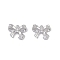 Brass Micro Pave Clear Cubic Zirconia Pendants, Cadmium Free & Nickel Free & Lead Free, Bowknot Charms, Real Platinum Plated, 7.5x9.5x2.5mm, Hole: 0.7mm