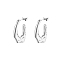 Stainless Steel C-shape Hoop Earrings for Women, Silver, 17x25mm