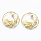 Brass Pendants, Nickel Free, Ring with Lotus Pod, Raw(Unplated), 32x32x3mm, Hole: 2.5x1mm