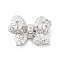925 Sterling Silver Micro Pave Clear Cubic Zirconia Bowknot Multi-Strand Links, with 925 Stamp, Rhodium Plated, Platinum, 12.5x9x4.5mm, Hole: 0.7mm