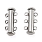 Non-Tarnish 303 Stainless Steel Magnetic Slide Clasps, 3-Strand, 6-Hole, Tube, Stainless Steel Color, 21x10x6.5mm, Hole: 2mm
