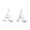Tarnish Resistant 304 Stainless Steel Charms, Laser Cut, Alphabet, Stainless Steel Color, Letter.A, 12.5x10.5x0.8mm, Hole: 1mm