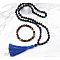 Natural Agate Round Beaded Pendant Necklaces & Bracelets Sets, 850mm & 180mm