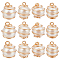 14Pcs Natural Cultured Freshwater Pearl Round Charms, with Real 18K Gold Plated Eco-Friendly Copper Wire Wrapped, Linen, 15x11.5mm, Hole: 3mm