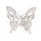 Rhodium Plated 925 Sterling Silver Clear Cubic Zirconia Pendants, Butterfly Charms, with 925 Stamp, Real Platinum Plated, 14x15.5x6.5mm, Hole: 3mm