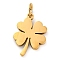 304 Stainless Steel Pendants, Real 18K Gold Plated, Laser Cut, Clover, 15x10.5x1mm, Hole: 3mm, 5pcs/set