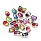 Two Tone Transparent Glass Pendants, with Golden Plated Brass Settings, Faceted, Rectangle, Mixed Color, 18.5x11x6.5mm, Hole: 1.8mm