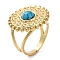 Ion Plating(IP) 304 Stainless Steel Ring, Adjustable Synthetic Turquoise Rings, Sun, 20mm, Inner Diameter: Adjustable