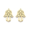 Ion Plating(IP) 201 Stainless Steel Pendant, Hollow Charms, Hamsa Hand/Hand of Miriam with Flower, Real 18K Gold Plated, 27x19x1.5mm, Hole: 1.4mm