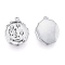 Brass Micro Pave Clear Cubic Zirconia Pendants, Cadmium Free & Nickel Free & Lead Free, Oval with Butterfly, Real Platinum Plated, 18x13.5x2mm, Hole: 1mm