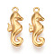 304 Stainless Steel Pendants, Ion Plating(IP), Sea Horse Charms, Real 18K Gold Plated, 17x6x3mm, Hole: 1.2mm