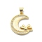 Brass Micro Pave Clear Cubic Zirconia Pendants, Cadmium Free & Lead Free, with Sythetic Opal, Real 18K Gold Plated, Moon, Dragonfly, 22.5x20.5x3mm, Hole: 4x3.5mm
