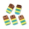 Epoxy Resin & Walnut Wood Pendants, Geometric Charms, Rectangle, 20.5x10x3.5mm, Hole: 2mm