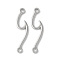 Brass Wave Shape Connector Charms, Lead Free & Cadmium Free, Long-lasting Plated, Lead Free & Cadmium Free, Platinum, 35x9.5x2mm, Hole: 2.2mm